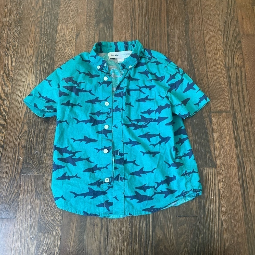 Old navy boys button down shark shirt